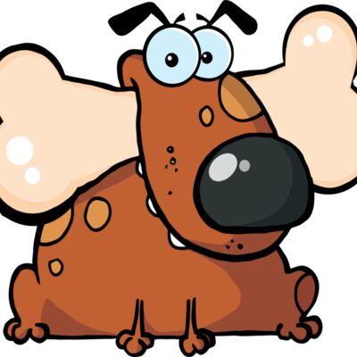 Brown dog with bone Thumbnail